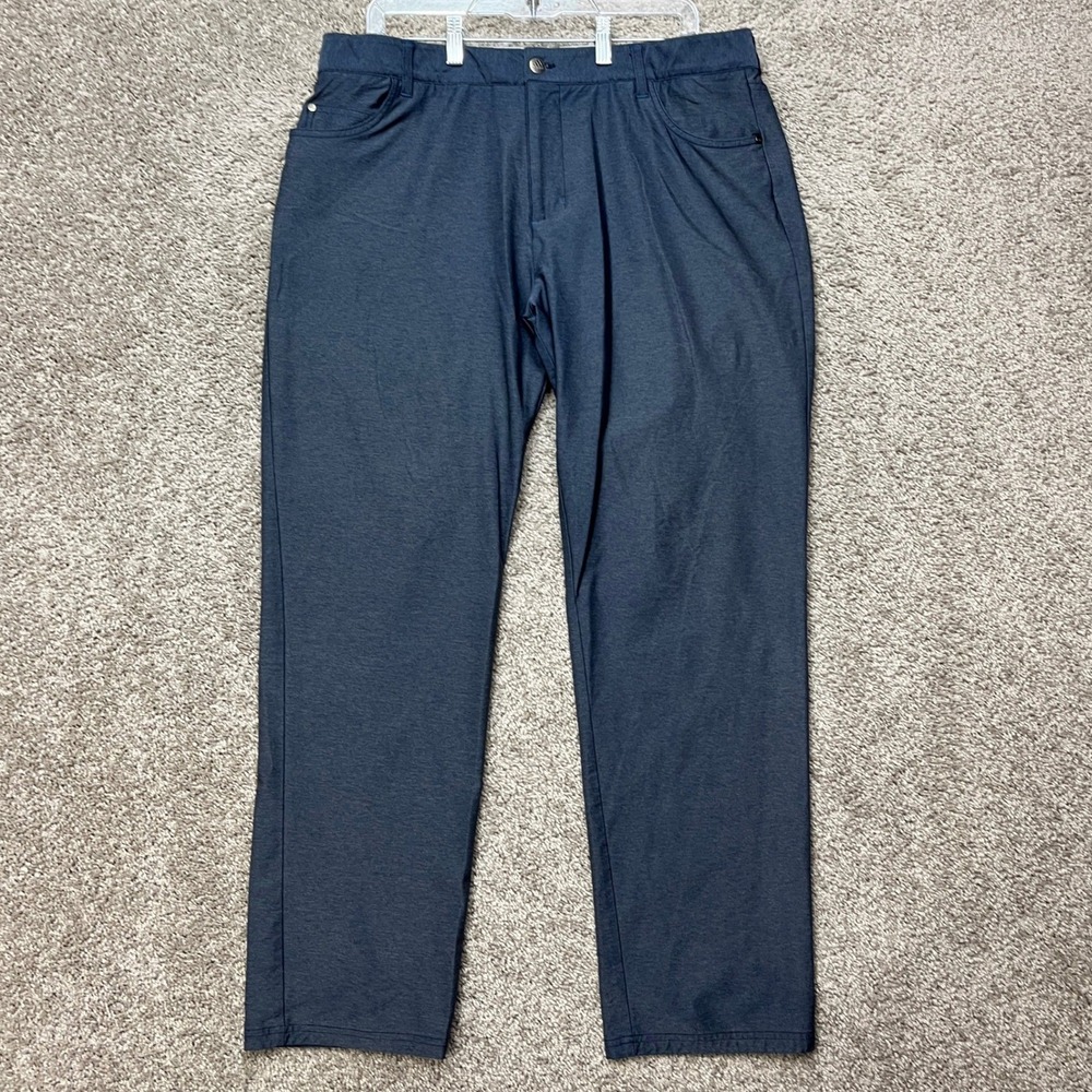 Adidas‎ Pants Men 38x32 Navy Blue Heather Straight Leg 5-Pocket Golf Performance